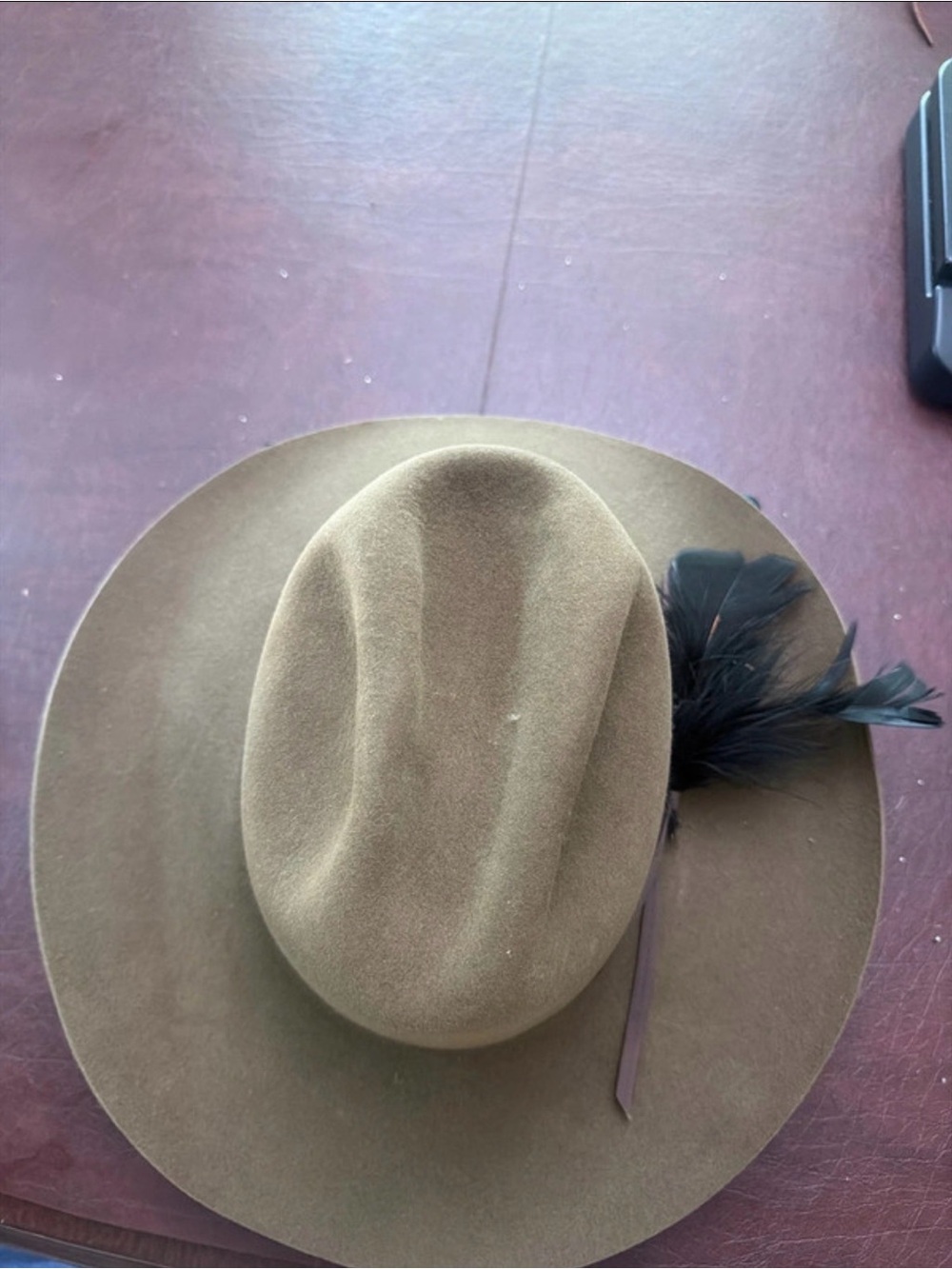 4x Beaver Blend Vintage 1980s-1990sWrangler Felt Cowboy Hat with Feather Accent